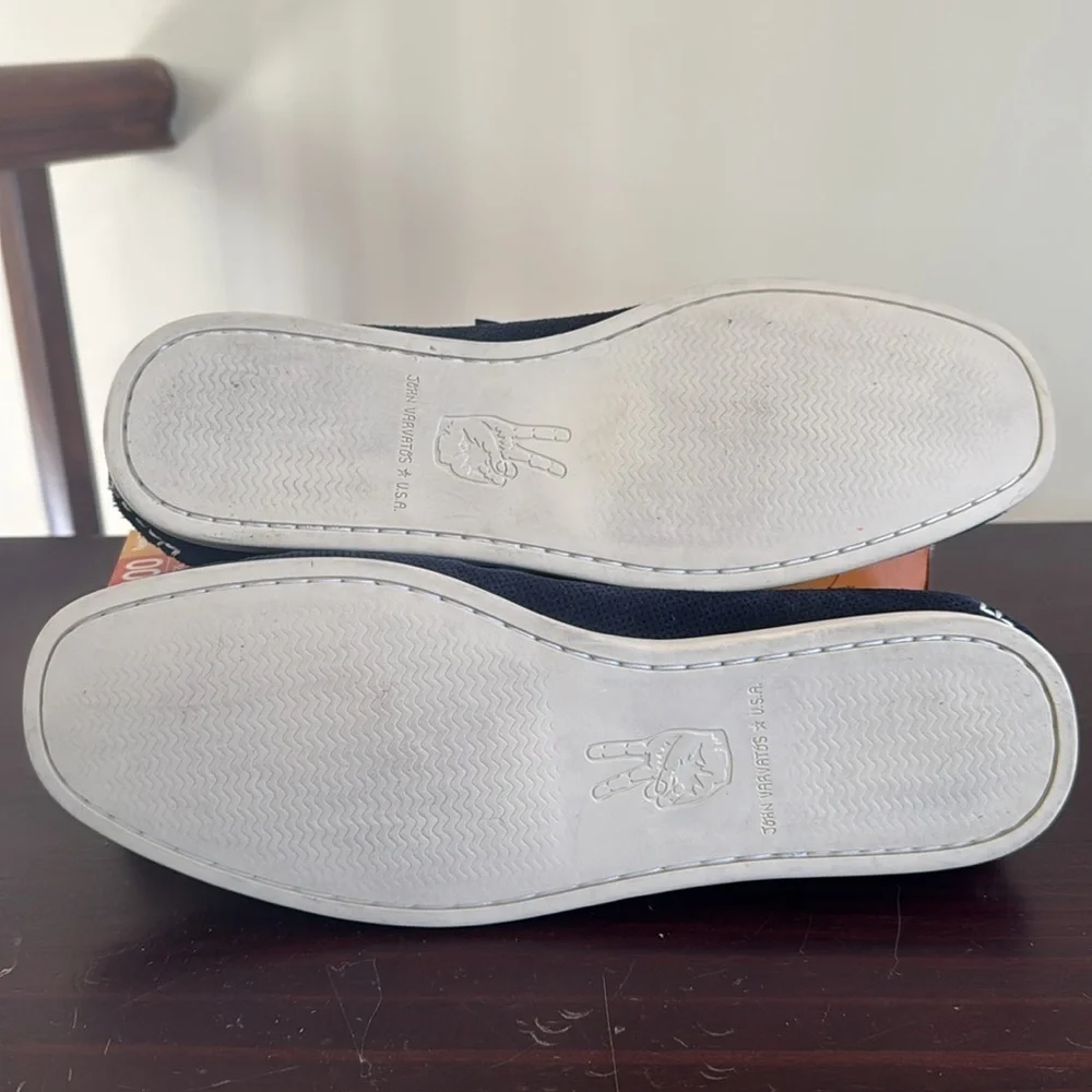 John varvatos blue slip on laceless boat shoes 11.5